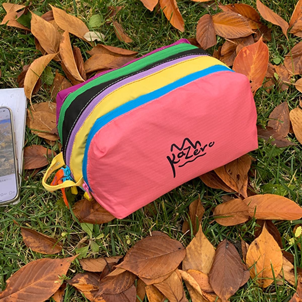 Dopamine Color-Blocking Series, Travel Makeup Bag, Multifunctional and Portable, Independent Zipper Compartments, Large Capacity Makeup and Toiletry Bag, Suitable for All People and Occasions - Pink