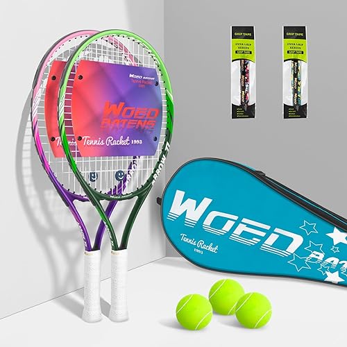 Raqueta de tenis para niños de 19 pulgadas, 23 pulgadas, 25 pulgadas, raqueta de tenis para jóvenesjóvenes con bolsa de transporte de pelotas de