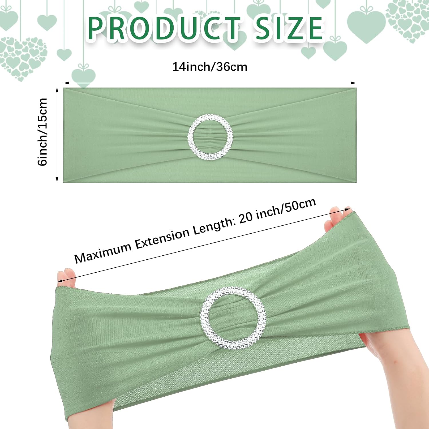 Tegeme 80 Pieces Chair Sashes & Bows - Stretch Spandex Chair Cover Band with Buckle for Wedding, Hotel Banquet, Birthday Party & Home Bulk Decorations(Sage Green)
