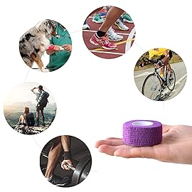 Gondiane 9 Pack 1 x 5 Yards Self Adhesive Bandage Wrap Self Stick Wrap for Ankle, Wrist, Finger, Sports, Breathable Cohesive Vet Tape for Pets (Purple)
