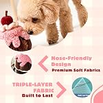 Enrichissement de chien Snuffle Jouet pour le travail du nez, Squeaky Crinkle Cacher et chercher Porte-Traits en peluche Jouet chiot gâteau d'anniversaire pour petits chiens moyens grands – Canèle cerise