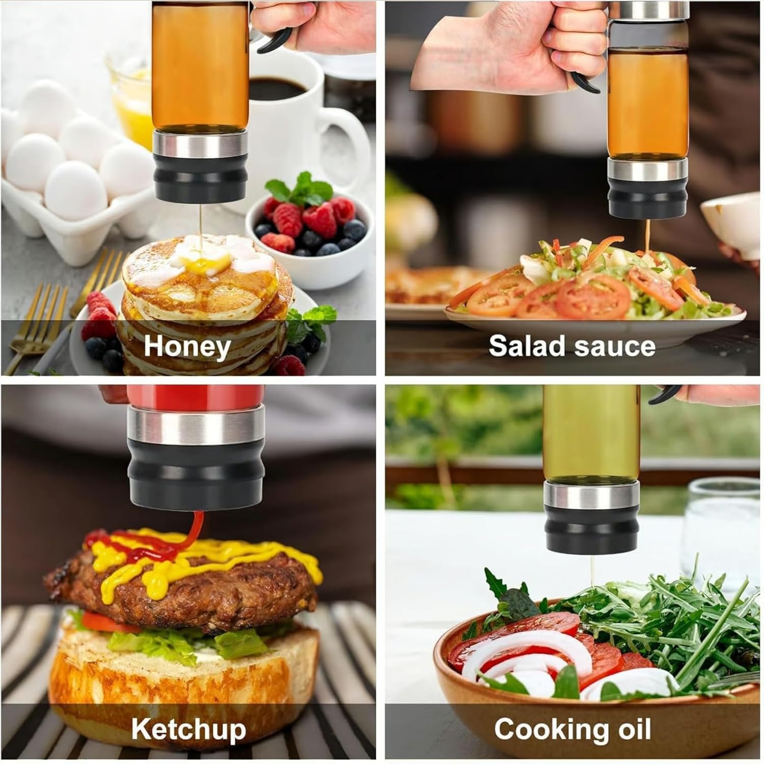 2026 Boutique Kitchen Tool, Honey Dispenser No Drip with Base, 12oz Glass Honey Jar Pot with Handle, Honey Container for Coffee or Tea, Press Type Drips Dispenser for Honey Syrup Chocolate(Yellow)