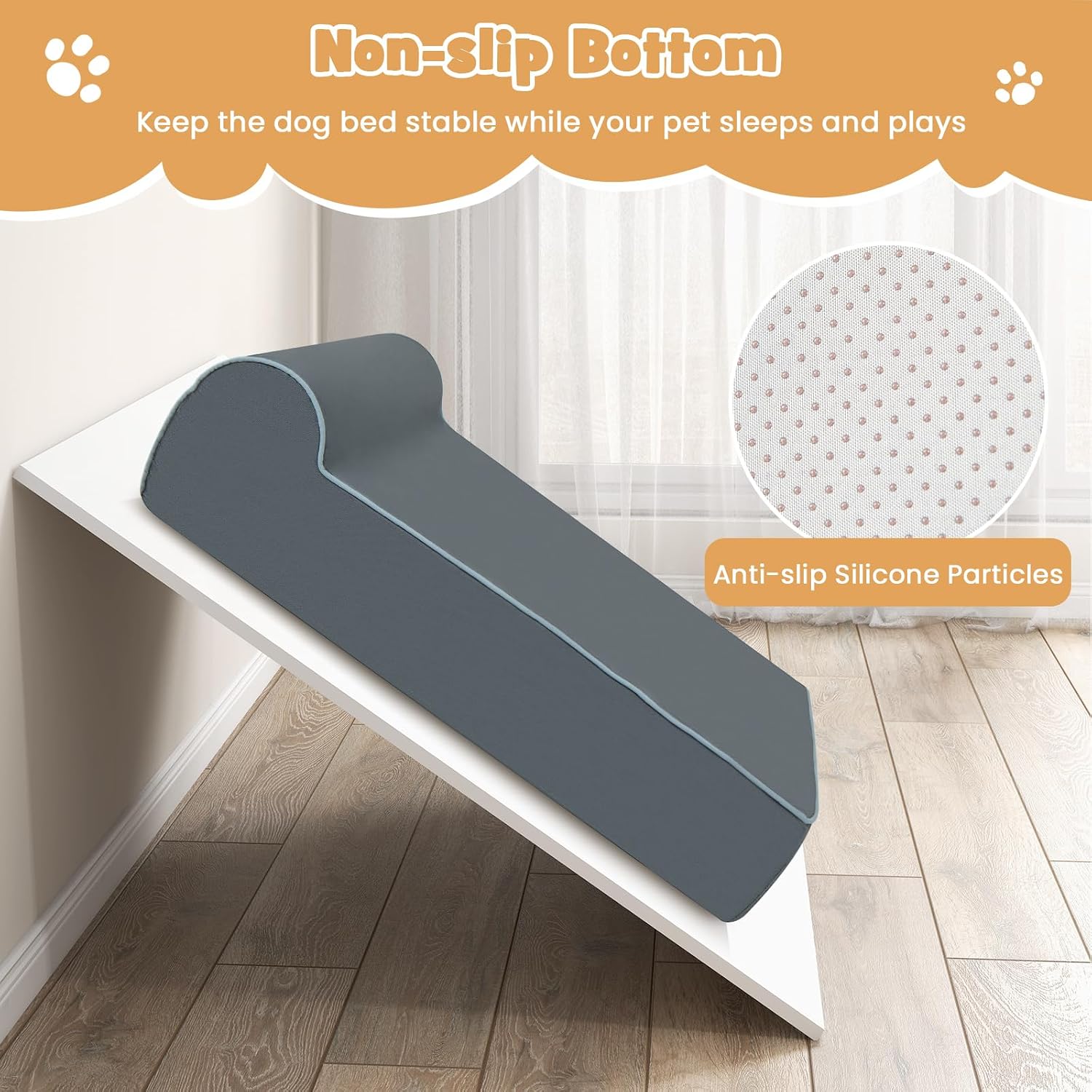 Giantex Orthopedic Dog Bed for Large Dogs, 40" L Memory Foam Dog Sofa Bed with Washable Removable Cover, Non-Slip Bottom, Pet Couch Dog Crate Mat for Puppies Senior Dogs, up to 95 lbs (Gray)