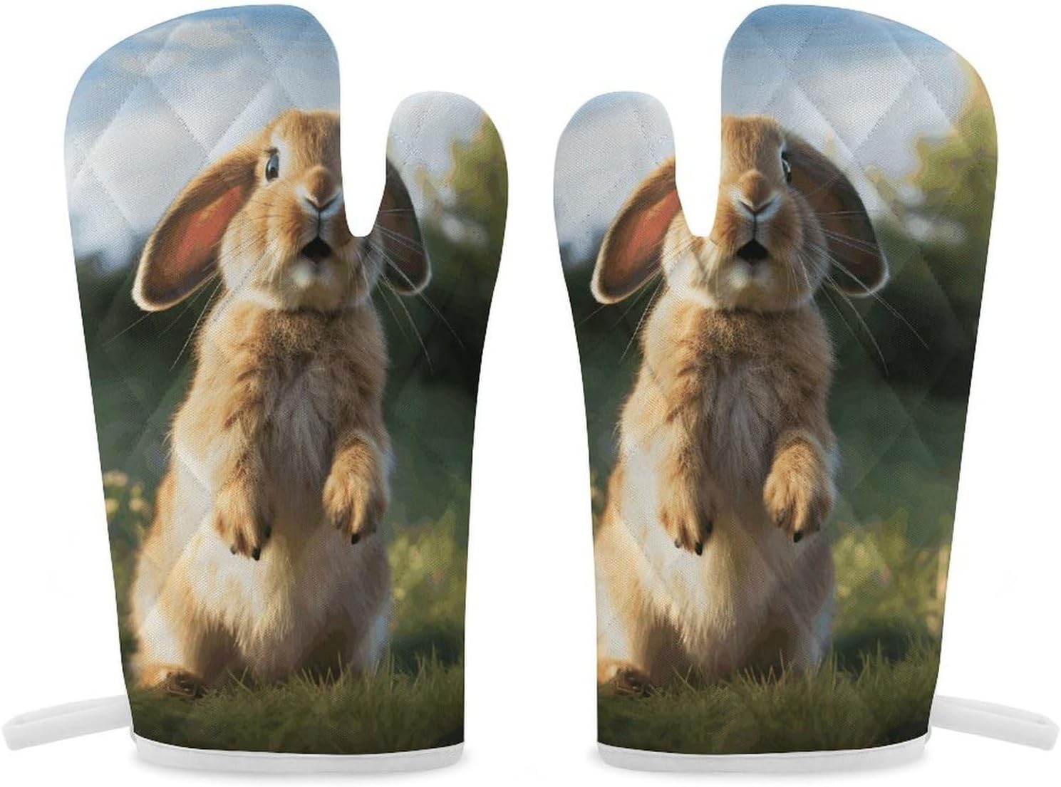 2 Pcs Oven Mitts Heat Resistant Kitchen Gloves Soft Safety Cute Funny Rabbit Oven Glove for Microwave, Barbecue