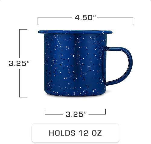 Miniatura 4 de COLETTI Juego clásico de esmalte para café y tazas  La cafetera de camping más nostálgica, ahora modernizada esmalte azul, cafetera percoladora de