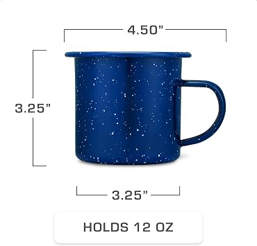 COLETTI Classic Enamel Set Coffee Percolator & Mugs The Most Nostalgic Camping Coffee Pot, Now Modernized [Blue Enamel, 12 Cup Percolator Coffee Pot & Set of 4 Mugs]