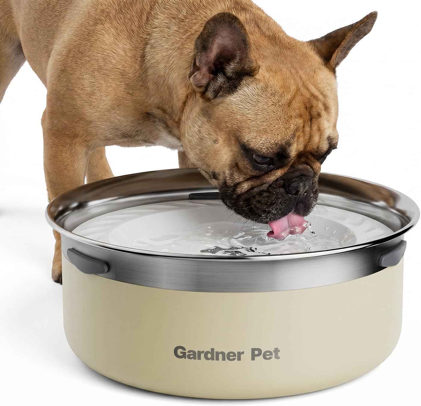 Gardner Pet Miska na powolną wodę dla psów, stal nierdzewna, 2 l, biała