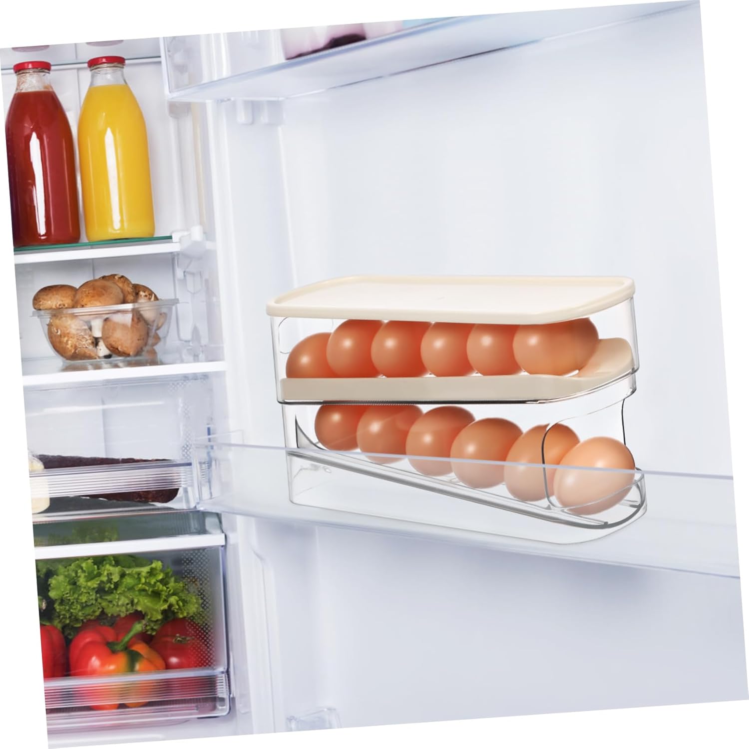 Egg Cartons for Chicken Eggs Rolling Fridge Kitchen Storage Containers Organizing Bins