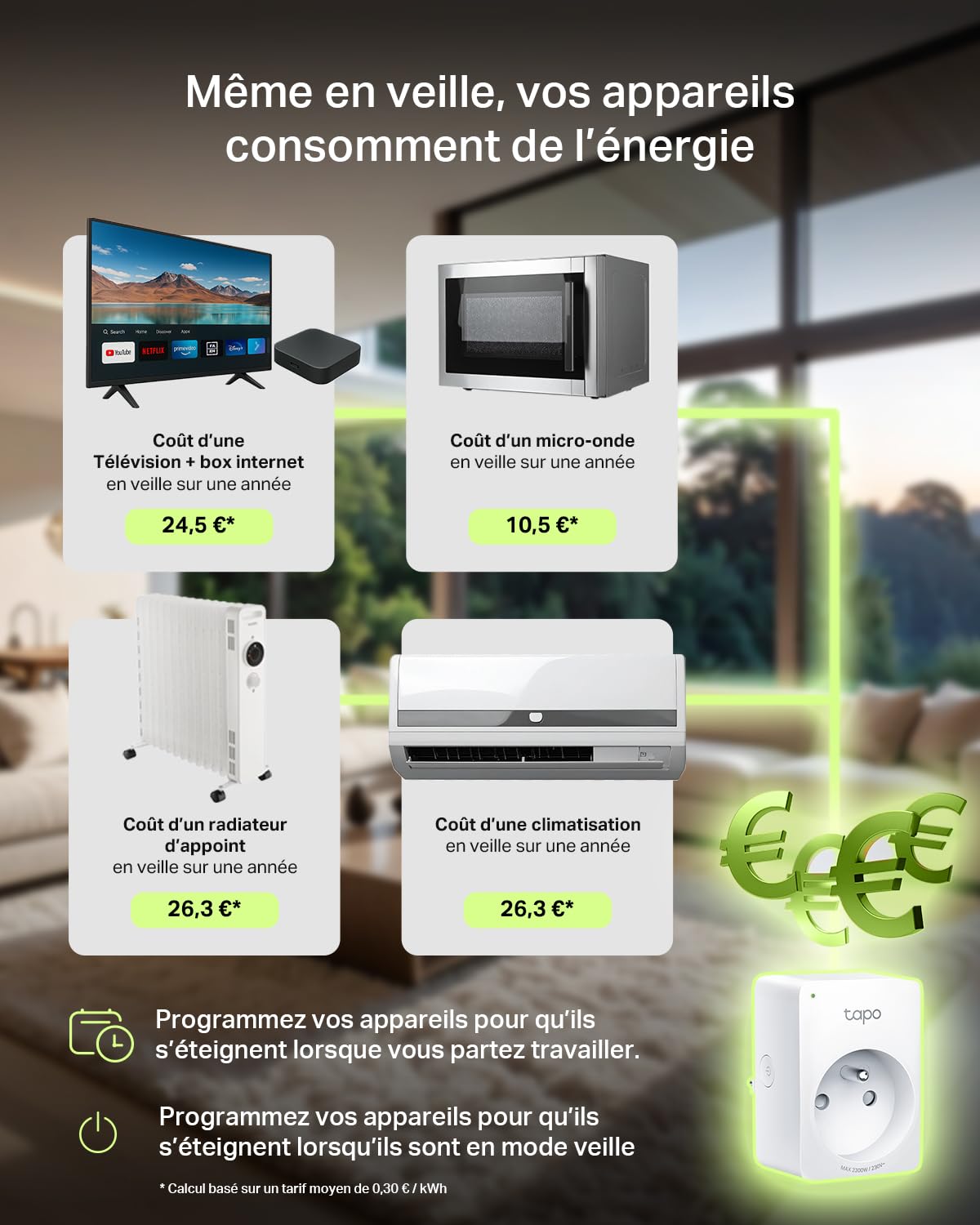 Tapo P110M Prise Connectée WiFi 16A Type E Suivi Consommation Compatible Alexa Google Home SmartThings 2-pack