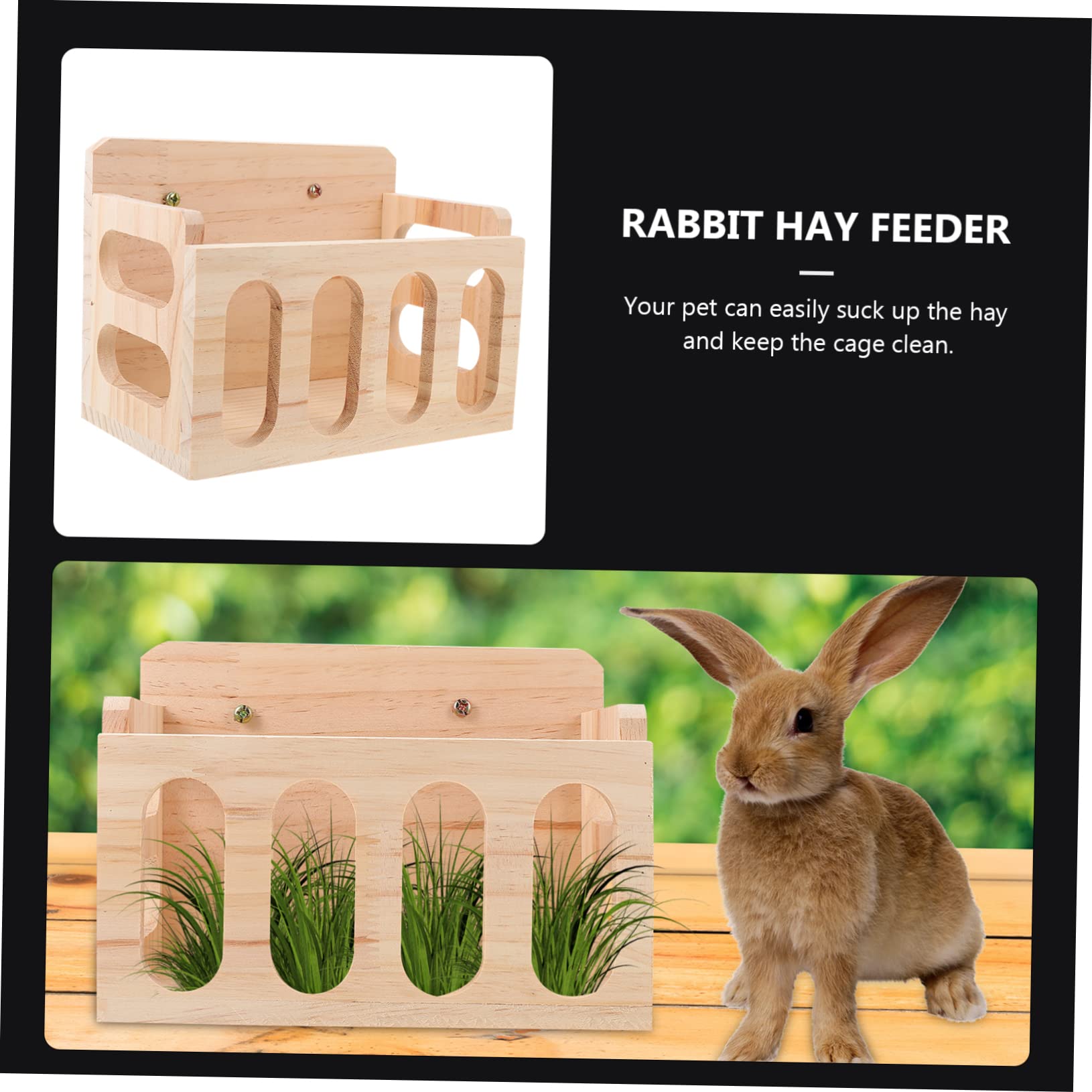 Holz Fütterungsautomat für Kaninchen und Chinchillas im Käfig