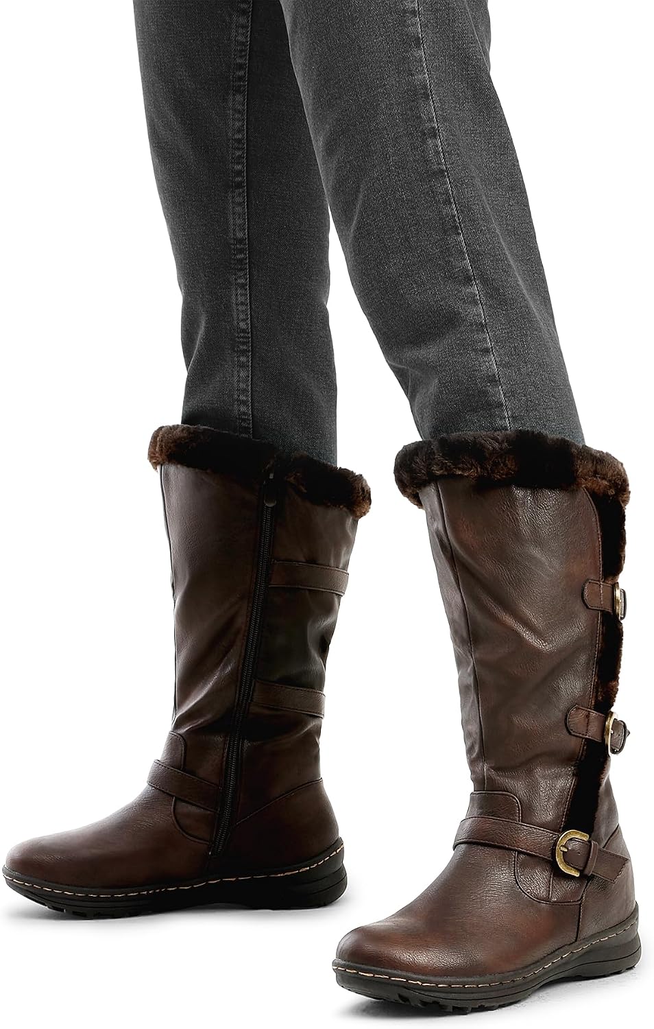 DREAM PAIRS Women's Knee High Boots Thick Faux Fur Lined Winter Snow Warm Boots with Zipper