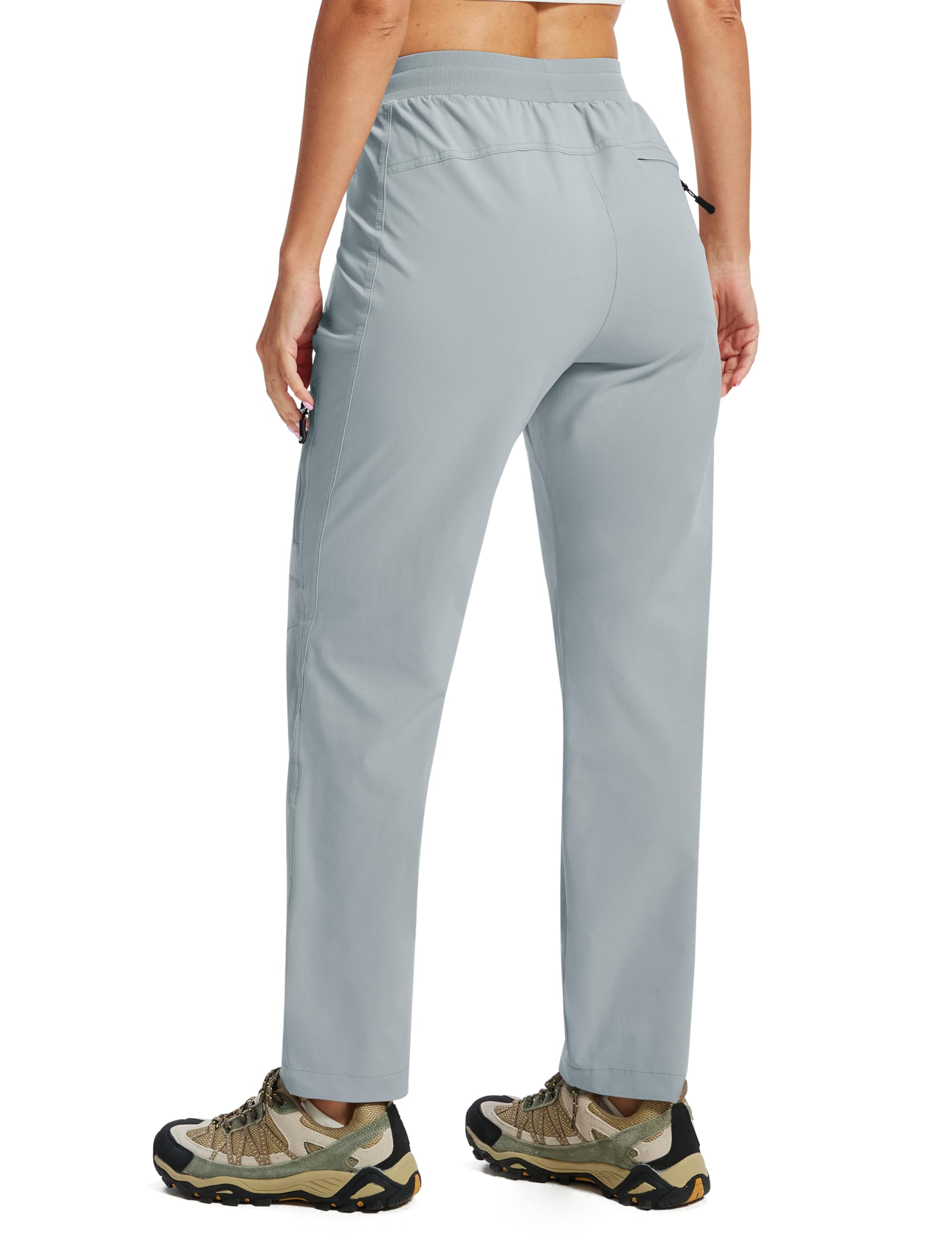 AIRIKE Pantalon Cargo Femme Pantalon Randonnée Séchage Rapide Trekking Pantalon Léger Taille Elastique Pants Imperméable Extérieur été avec Poche Zippée
