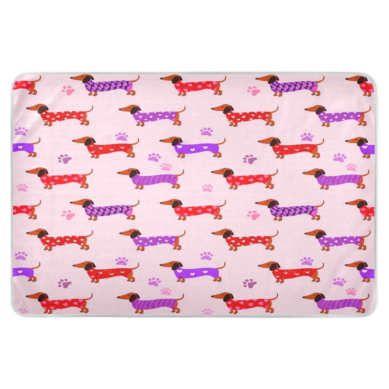 BOESI Doodle Colorful Dachshund Waterproof Pads for Bedwetting and Incontinence, Reusable Pads, Reusable Diaper Pads for Bed, Sofa, Travel