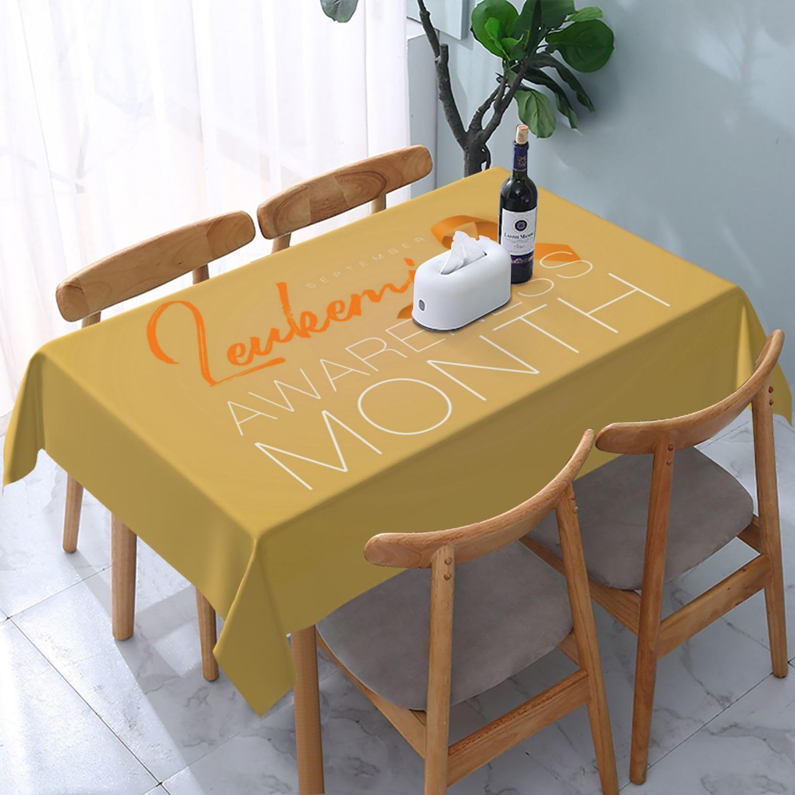 JunHeArt Leukemia Awareness Month Tablecloth Rectangle Table Cover Washable Table Cloths Decor For Kitchen 54" X 72"