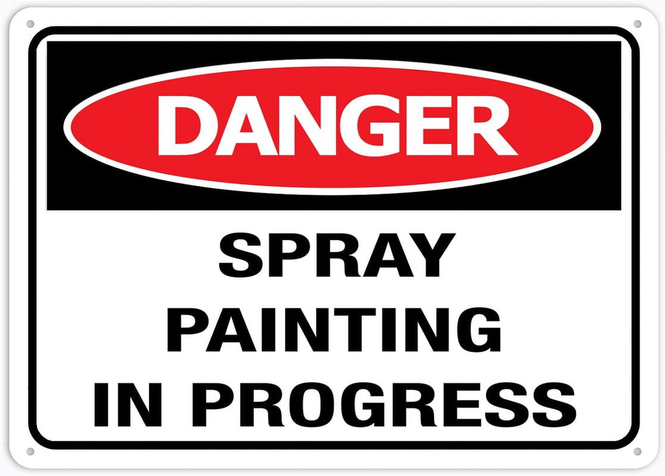 peiyeety Spray Painting in Progress Sign 12X8 Inch Aluminum Uv Ink Printed for House and Business