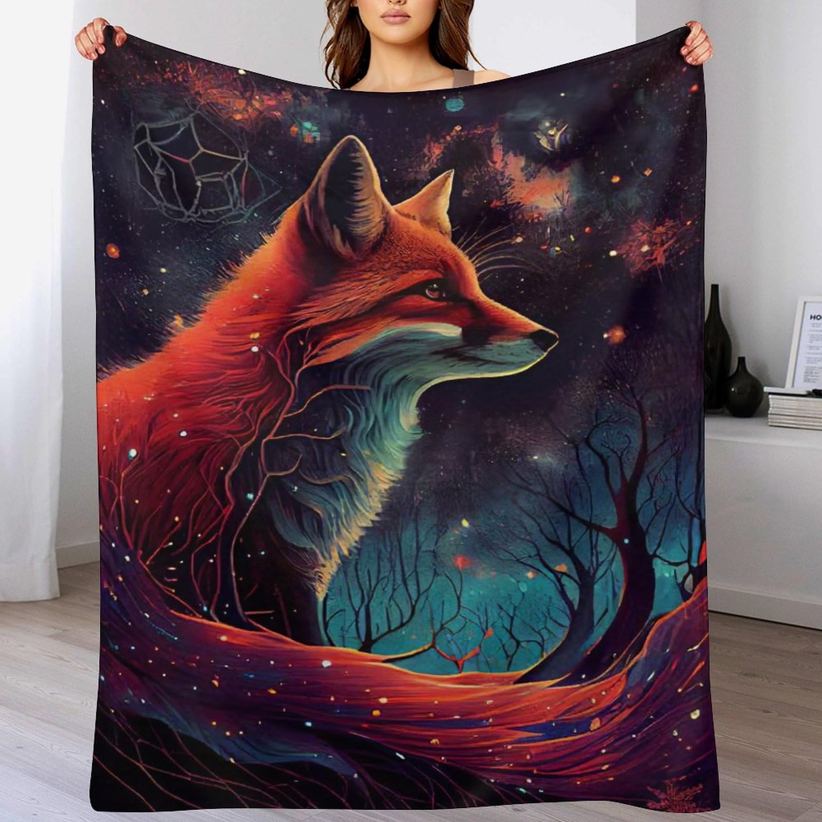 Manta de zorro para sofá en franela suave y cálida de 100x130 cm 1