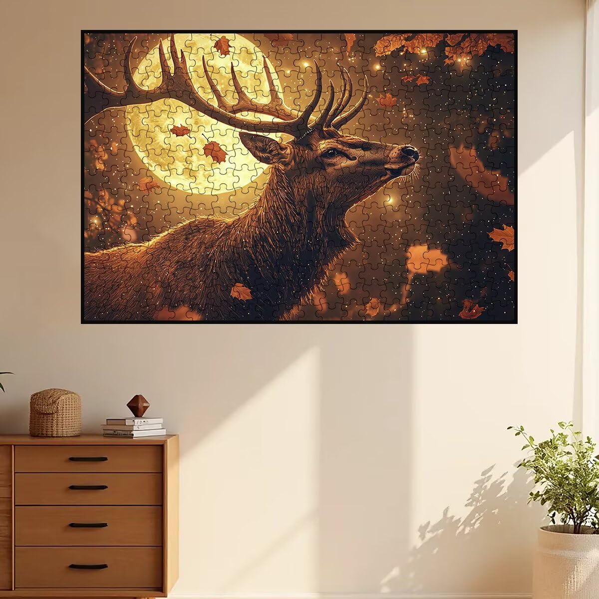 Puzzle 1000 sztuk jeleń, puzzle dla dorosłych, drewniane puzzle kreatywna rozrywka, zabawa, klasyczne puzzle edukacyjne z wysokiej jakości opakowaniem pomysł na prezent dla kobiet, wystrój domu -3132