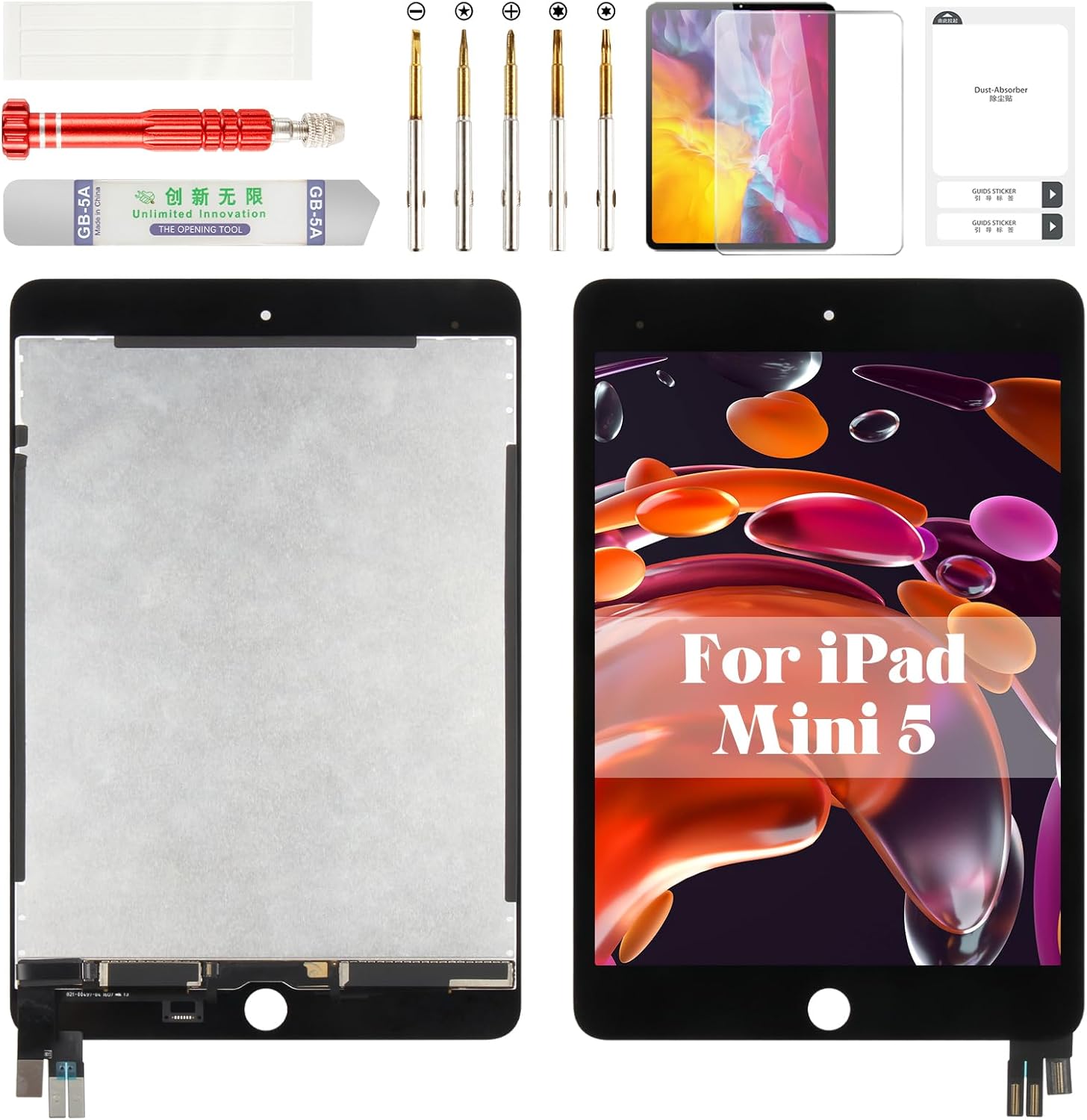 for iPad mini 5 Screen Replacement for iPad mini 5 LCD A2126 for iPad mini 5 Digitizer Display Screen Touch Assembly Repair Kits A2133 A2124 A2125 Black