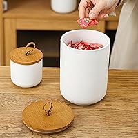 Vista 7 de Juego de 3 recipientes de cerámica para cocina, recipiente hermético con tapa de bambú, recipientes de café de cerámica para encimera, recipientes