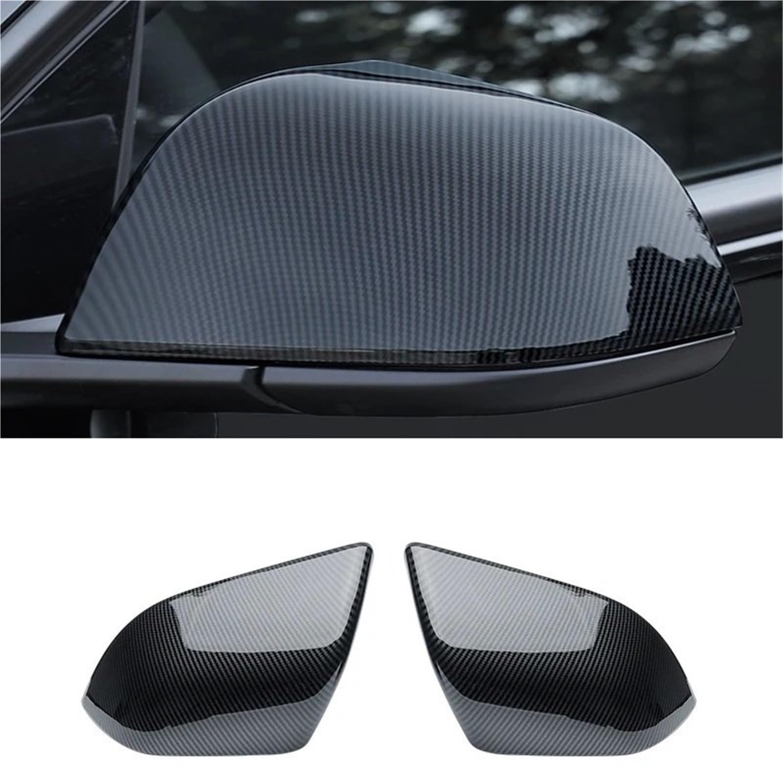 Auto Spiegelkappen Für Tesla Für Model 3 Für Highland 2024 | Rückspiegel-Schutzhülle Carbon ABS Rearviews(Matte Carbon F P)