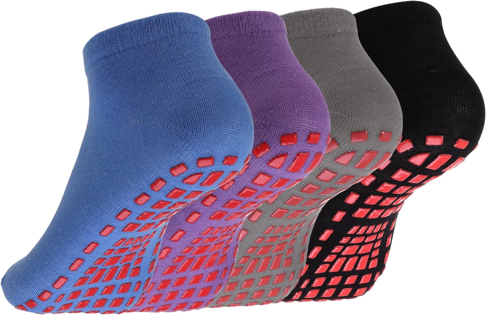 Dacitiery4 Pairs Non Slip Yoga Pilates Socks,Yoga Socks for Women&Men with Grips Anti Non Slip Slipper Socks for Ballet, Pilates, Hospital, Home, Barre