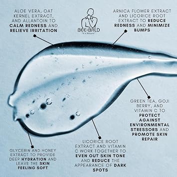 Bee Bald HEAL Aftershave for Men Healing Balm, Immediately Calms & Soothes Damaged Skin, Treats Bumps, Redness, Razor Burn & Other Shaving Irritations (2 Fl Oz)