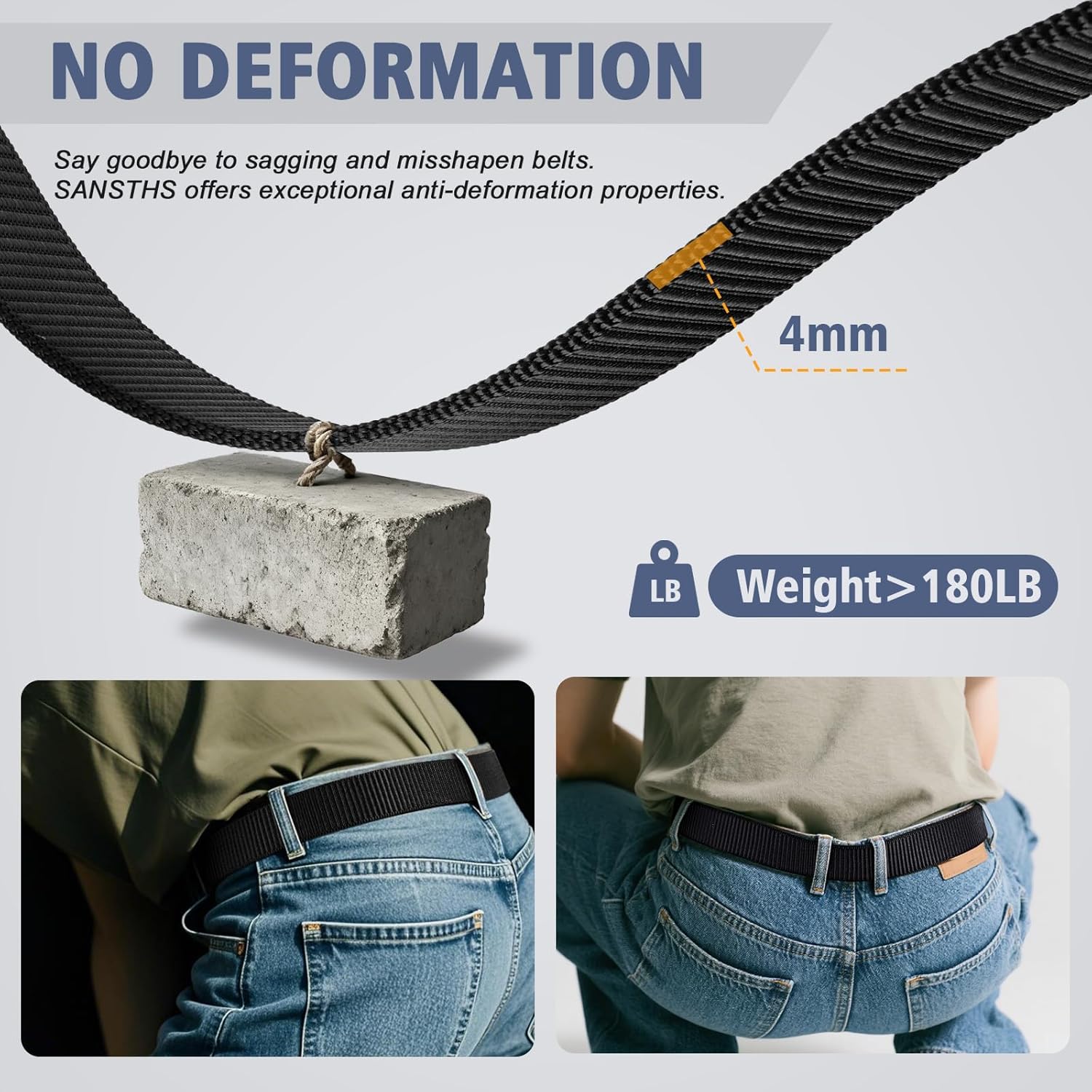 SANSTHS Nylon Ratchet Belts for Men 2 Pack, American Flag Slide Golf Belts 1 1/3", Tactical Work Web Belt 4th of July - Image 4