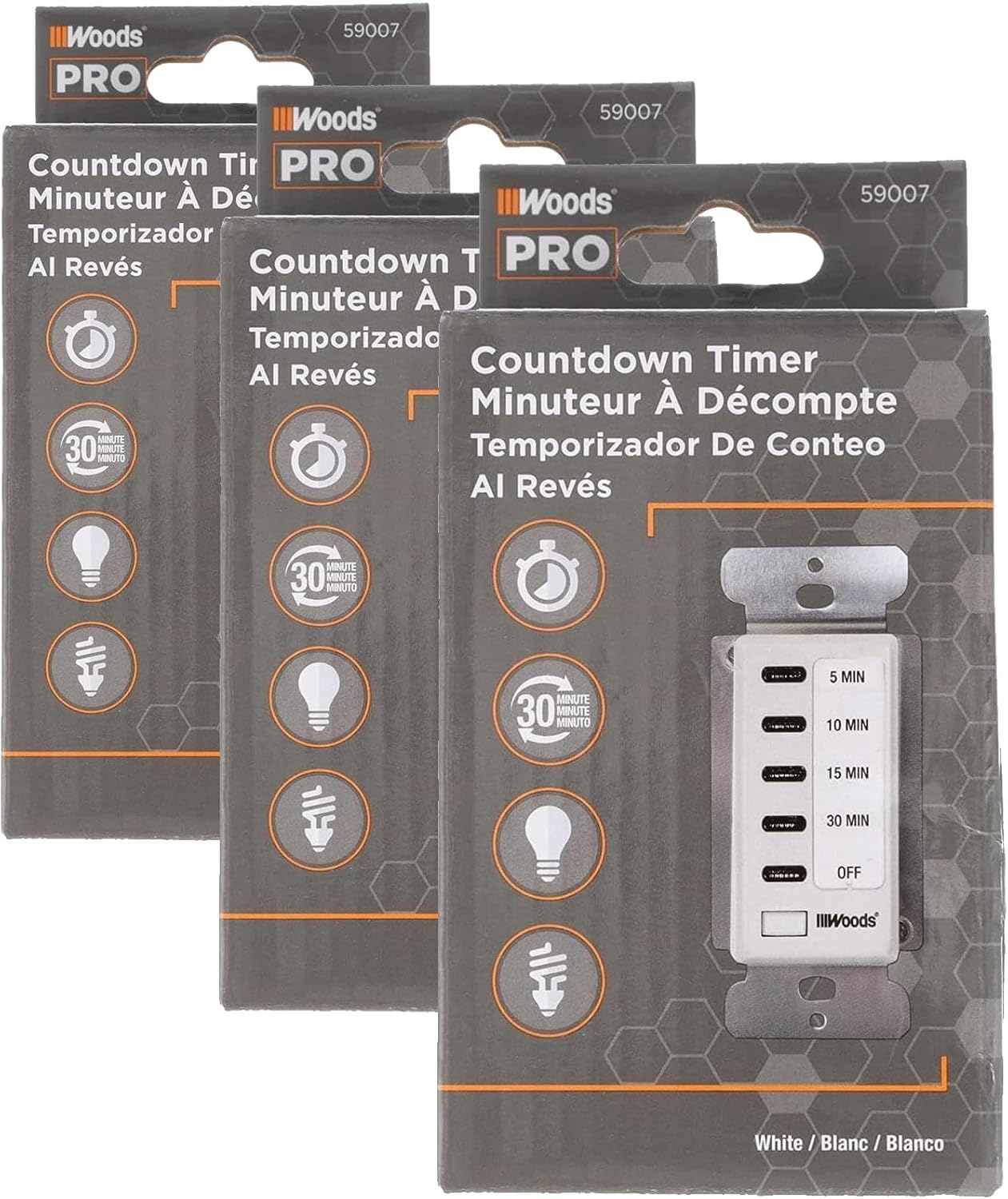 Southwire Woods In-Wall 30-Minute Decora Digital Countdown Timer - Automatic Wall Timer - Energy-Efficient Appliances Timekeeper - Easy-Install Digital Timer - Compact Design