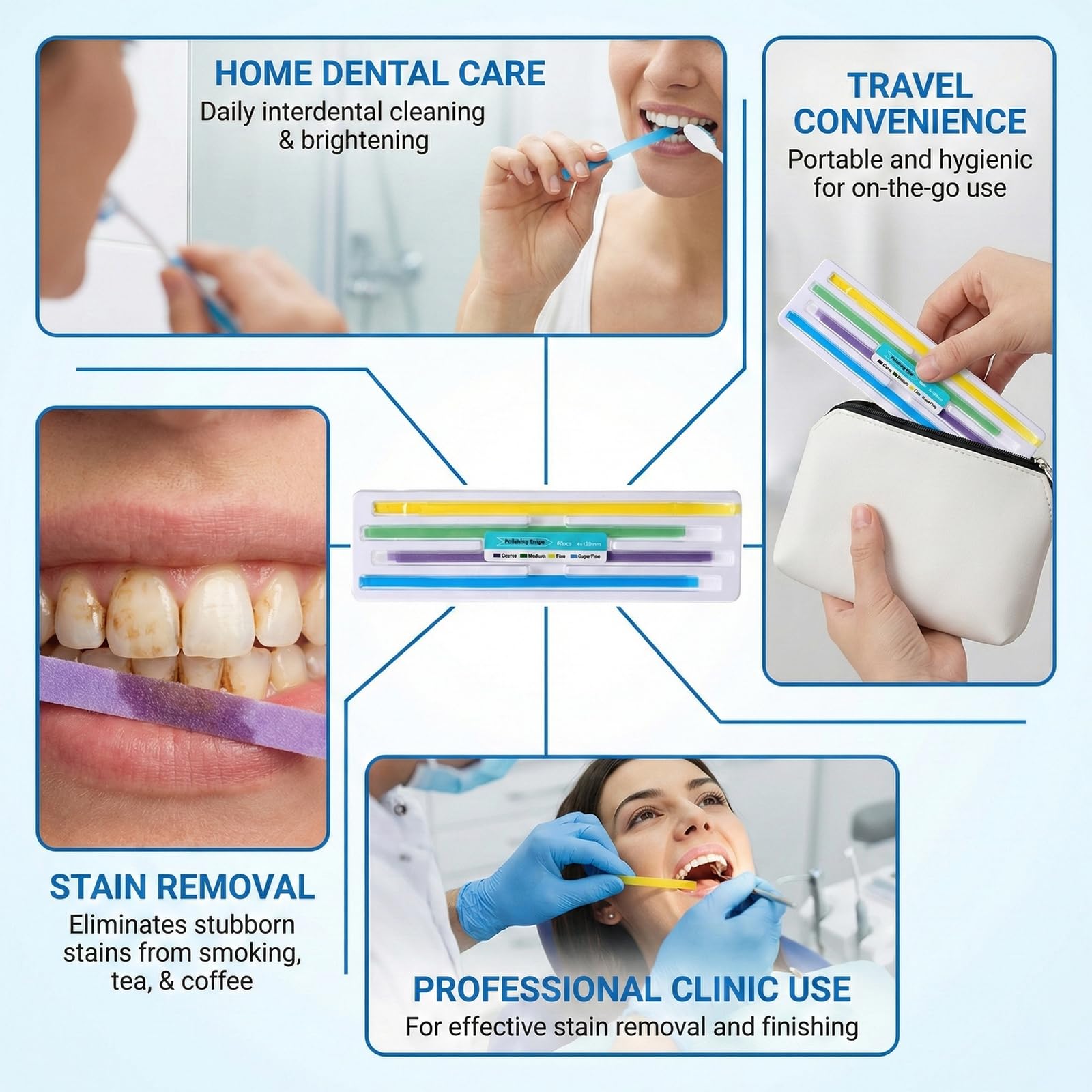 Jetstream 60 Piezas Papel de Lija Dental, Tira de Pulido Dental, 18×4.5×0.7mm