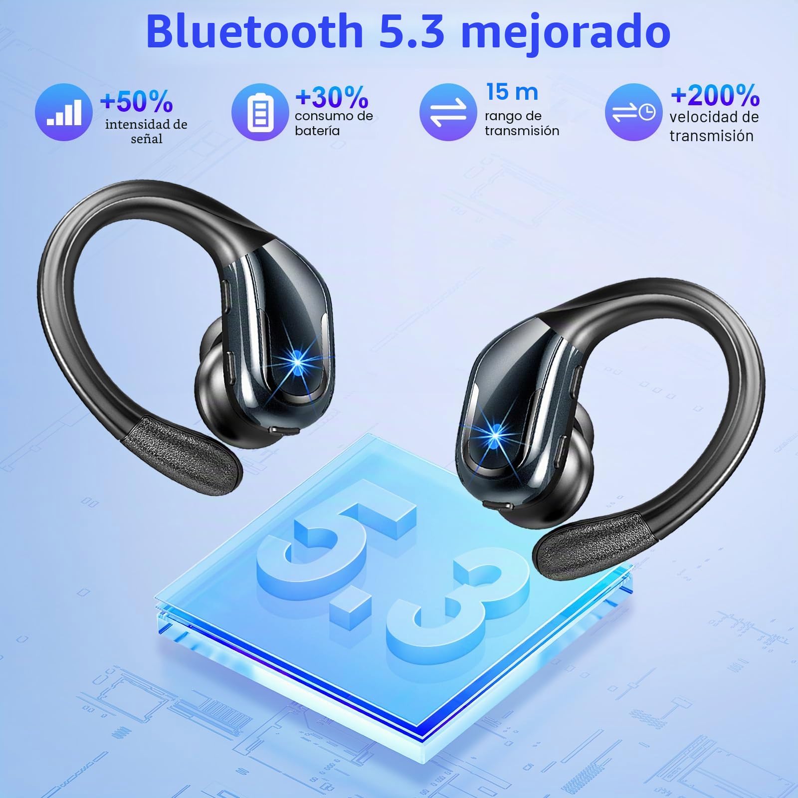 Auriculares Inalámbricos Ltinist BX29, Negro, Bluetooth 5.3, 75H, Cancelación de Ruido HD, IP7 Impermeable