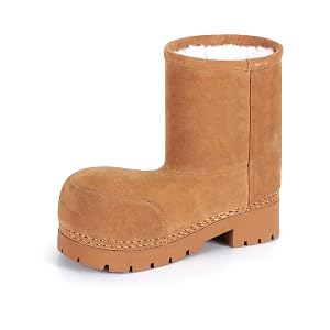 Faux Suede Platform Fuzzy Snow Boots Round Toe Hippy Winter Boots Slip On Knee High Chunky Heel Fur