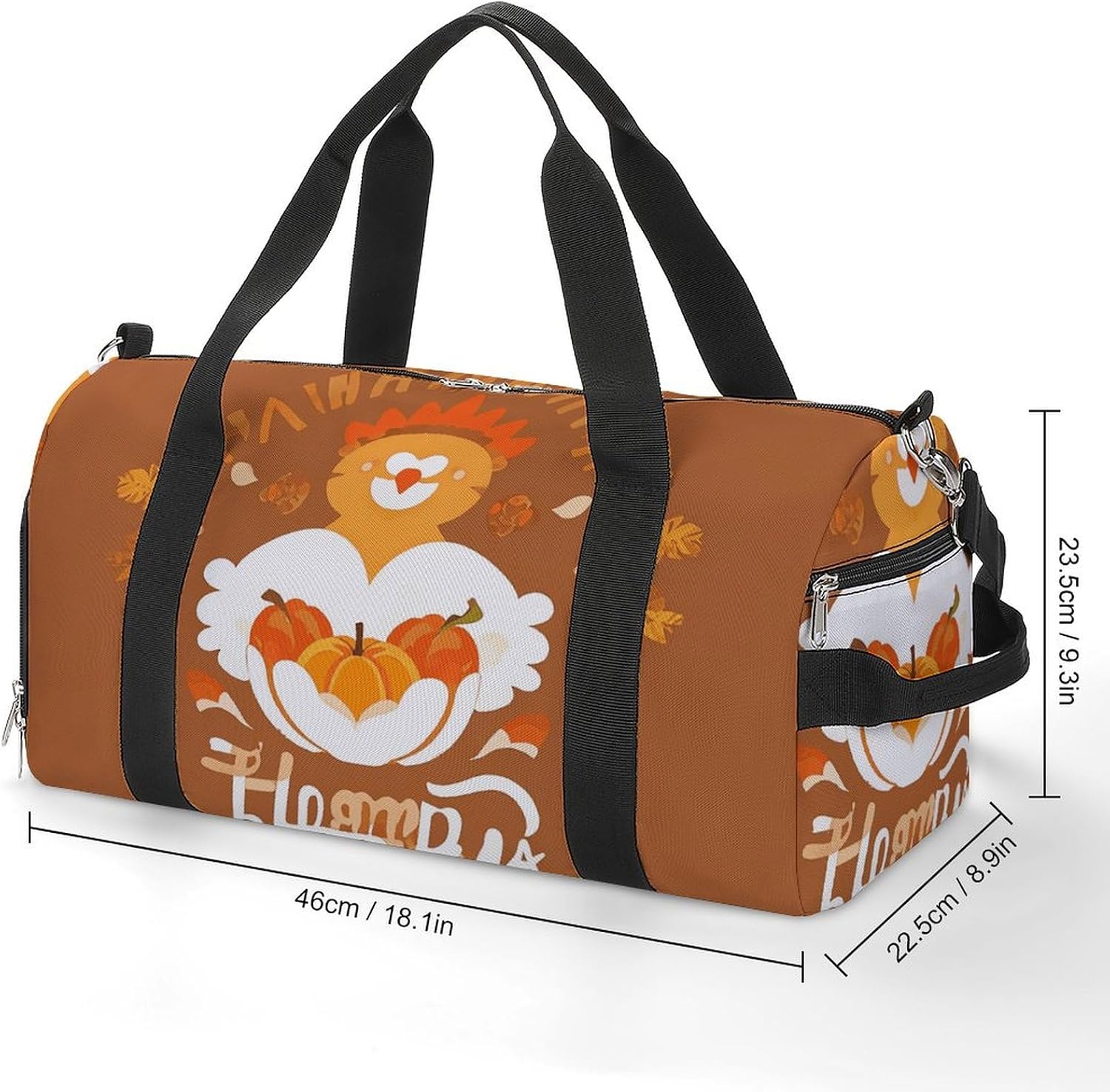 Thanksgiving Day Barrel Gym Bags for Men And Women, Duffle Bag for Travel Sports Bag Camping Weekend Carry on Overnight Duffel Bag with Shoulder Strap