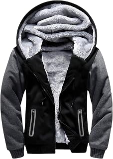 Hoodies for Men Zip Up Heavyweight Sweatshirt - Full Zip Sherpa Lined Jacket