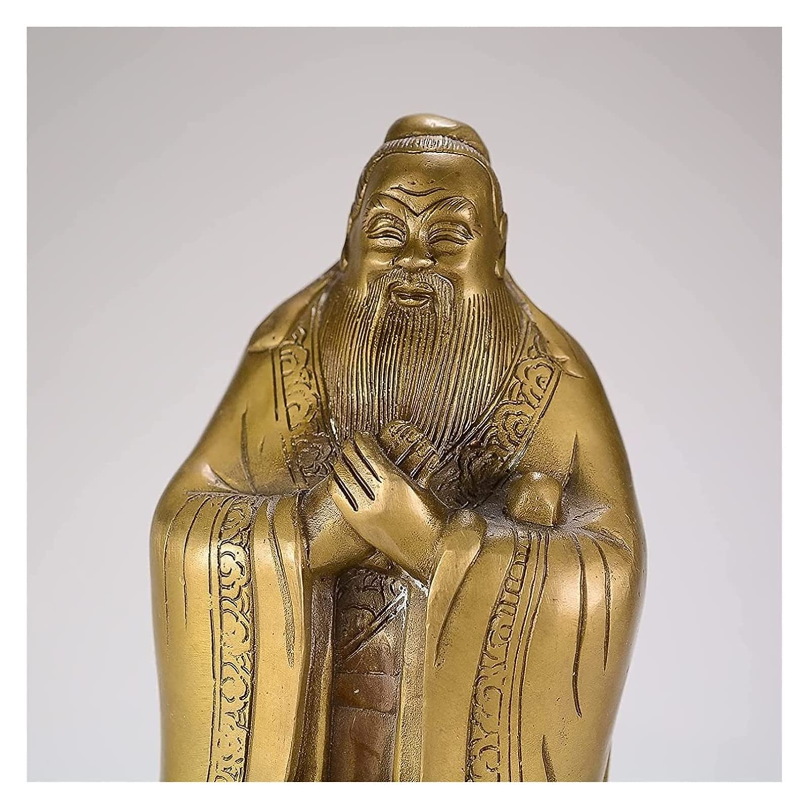 Regalos de Buena Suerte Escultura de Mesa Cobre Puro Agujero Estatua Latón Figura de Confucio Estatuas de Santos Adornos