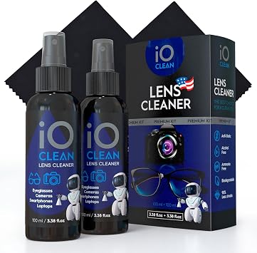 Eyeglass Lens Cleaner 3.38oz+3.38oz+2cloths Kit for Glasses, Screens, Camera, Laptops, Touchscreens, Computer Monitors, Other Electronics 2 Microfiber Cloths Inluded