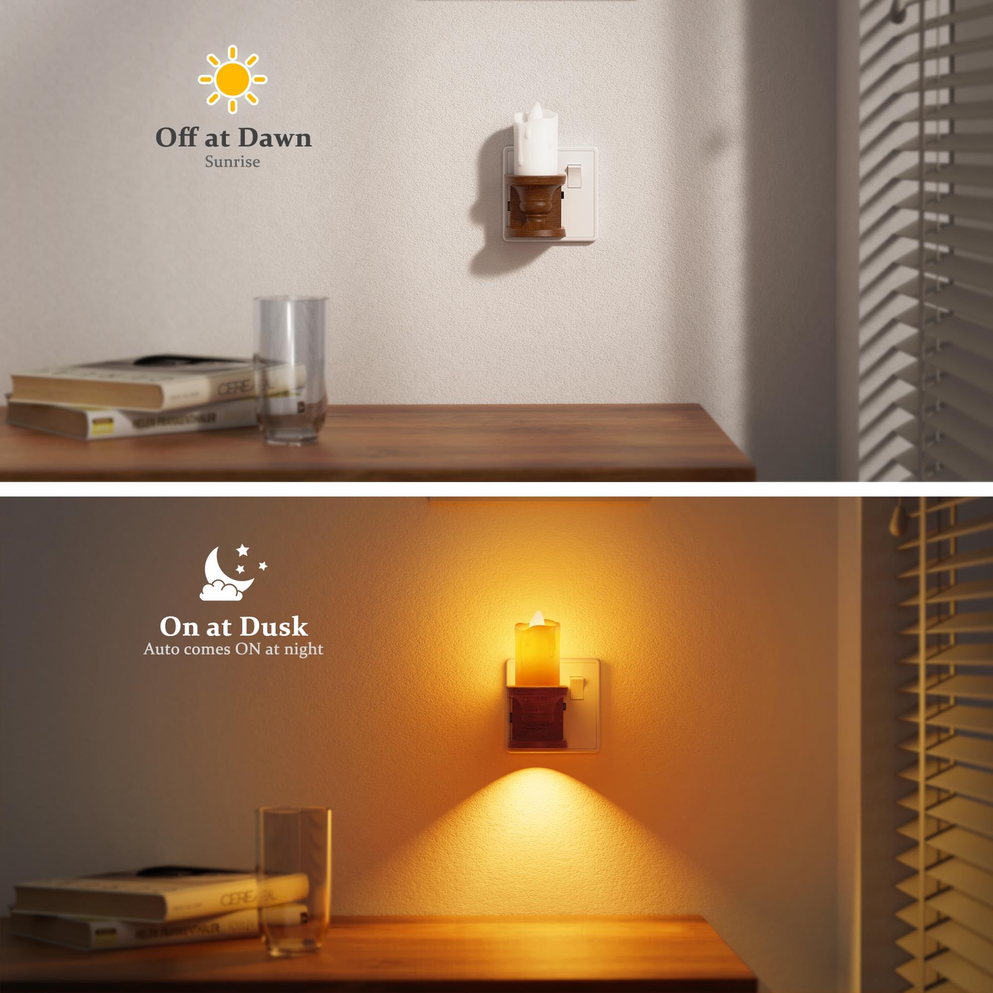 JandCase Night Light, Vintage Plug in Night Light, 2 Pack Amber Night Lights, 0-100LM Adjustable Brightness - Image 2