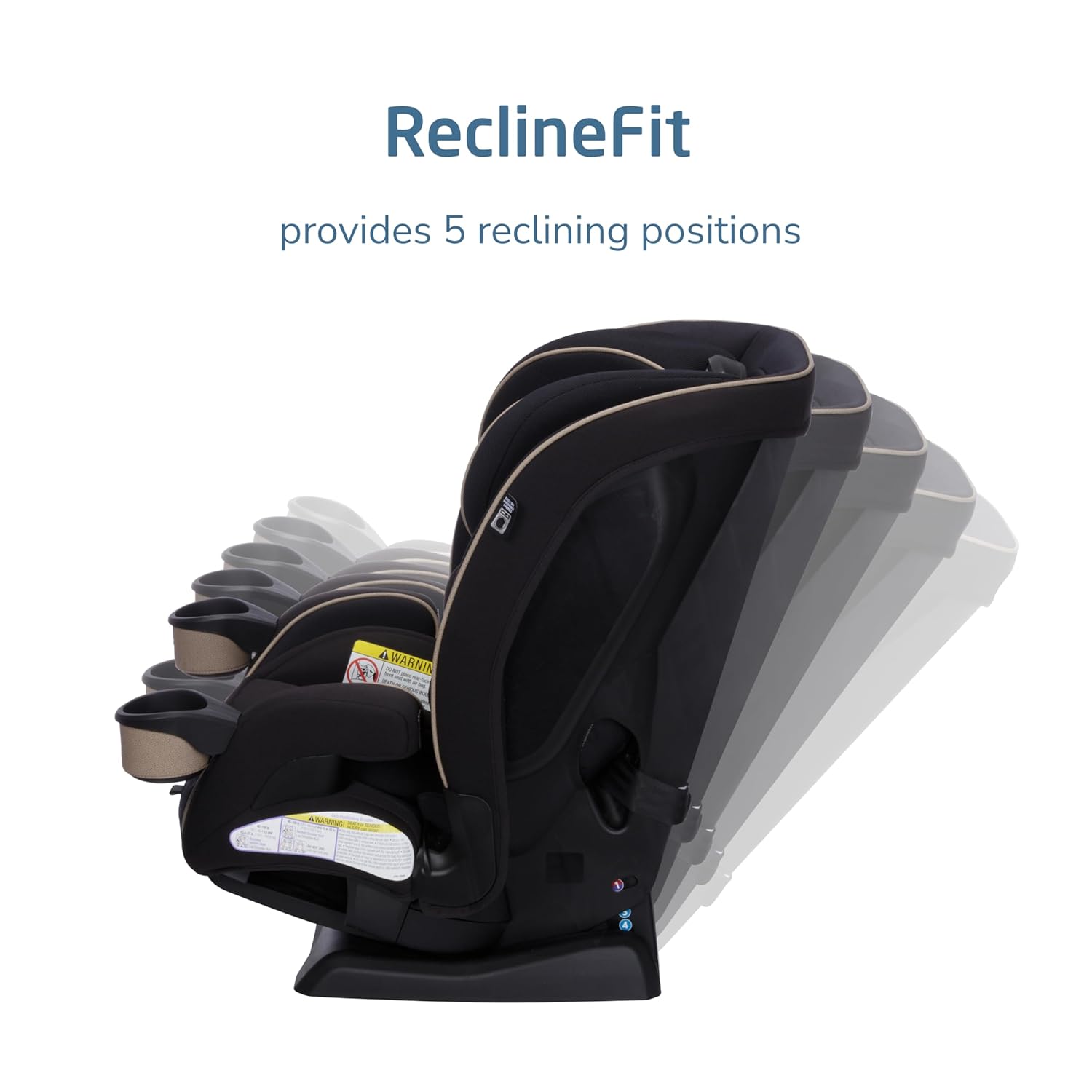 Close-up of the car seat's headrest area with a 'Meets Federal Side Impact Standard' badge, indicating enhanced side impact protection.