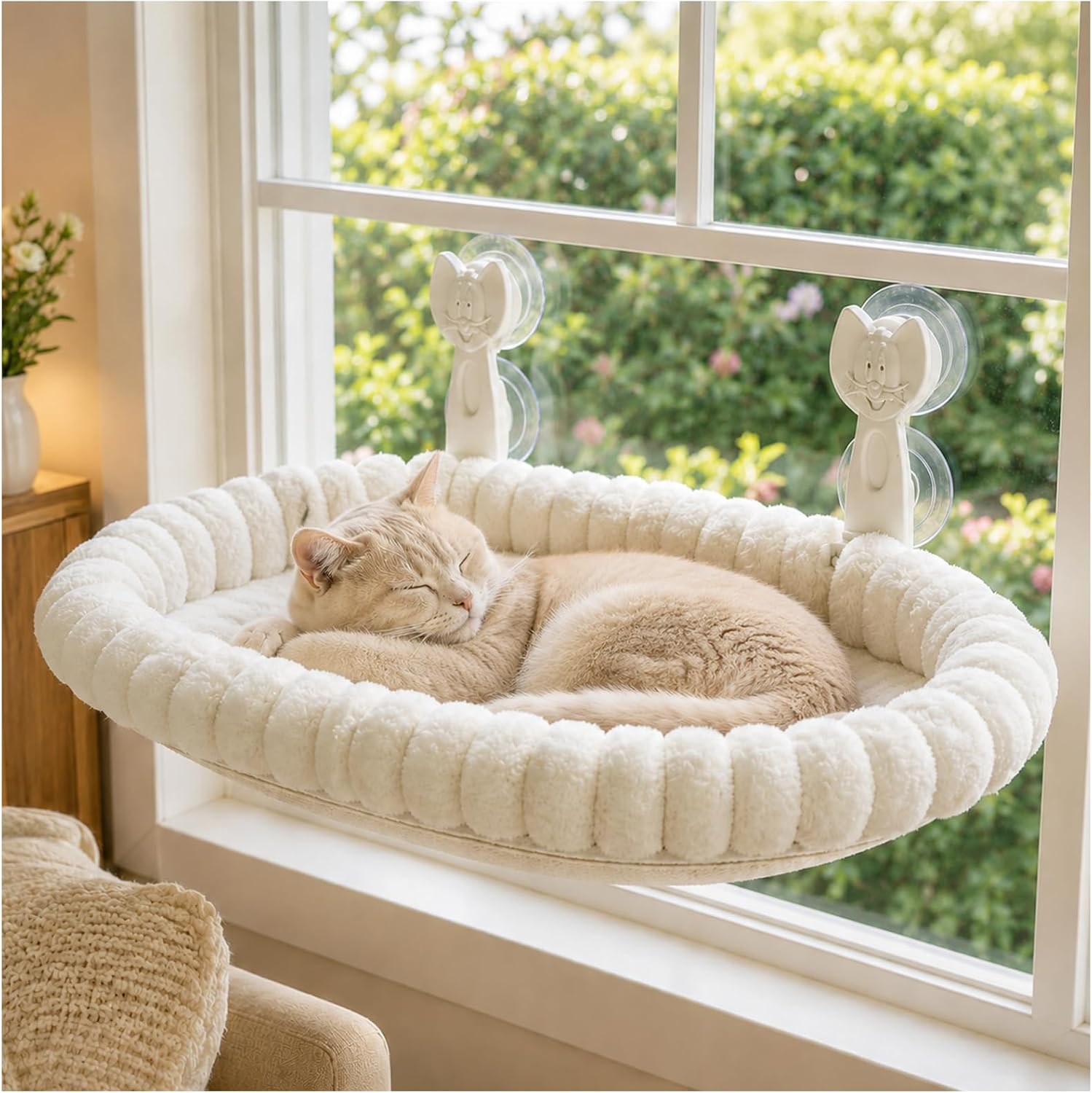Foldable Cat Window Perch, Cats Window Bed with Strong Suction Cups, Metal Frame, Windows Cat Hammock for Indoor Large Cats and Kittens (Gray)