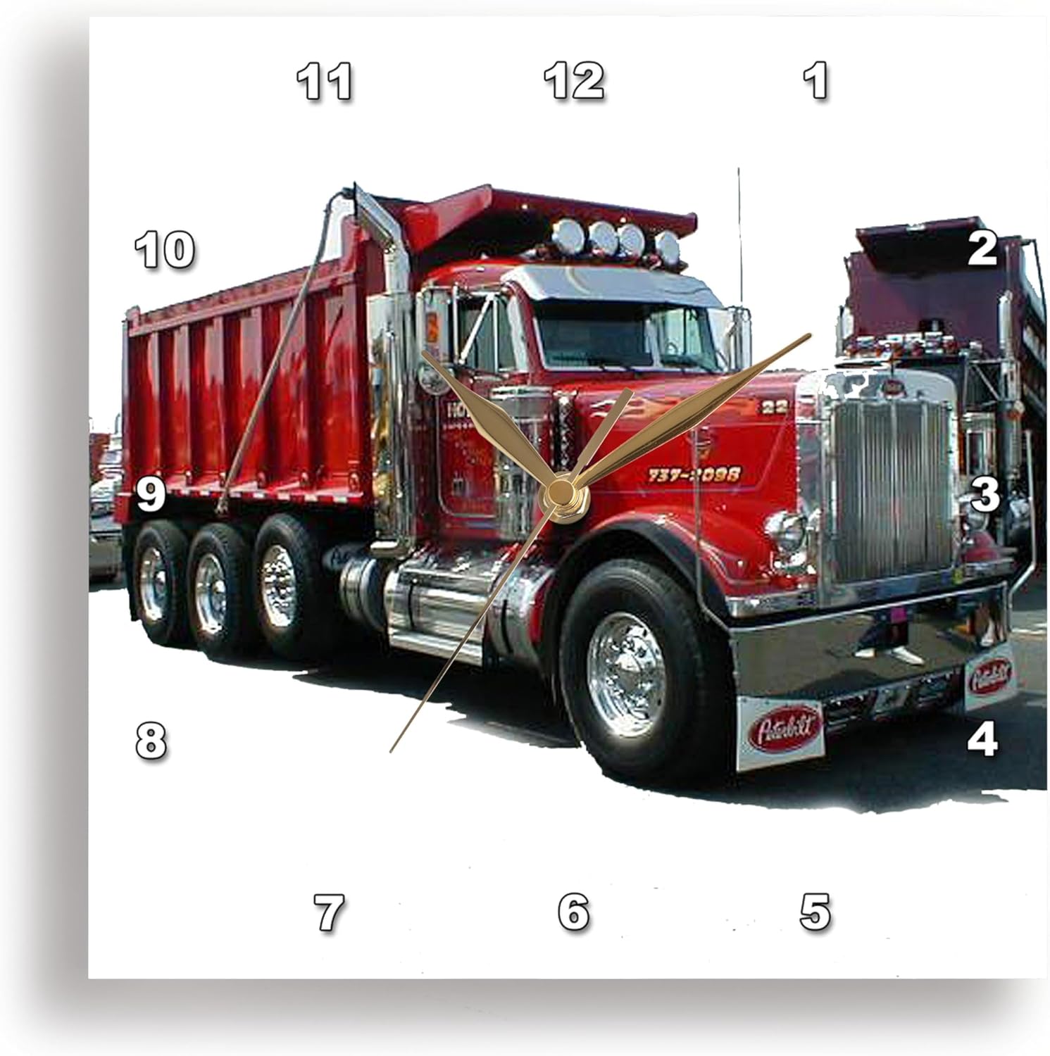 3dRose Wall Clock Silent - 13 inch - Dump Truck - Trucks