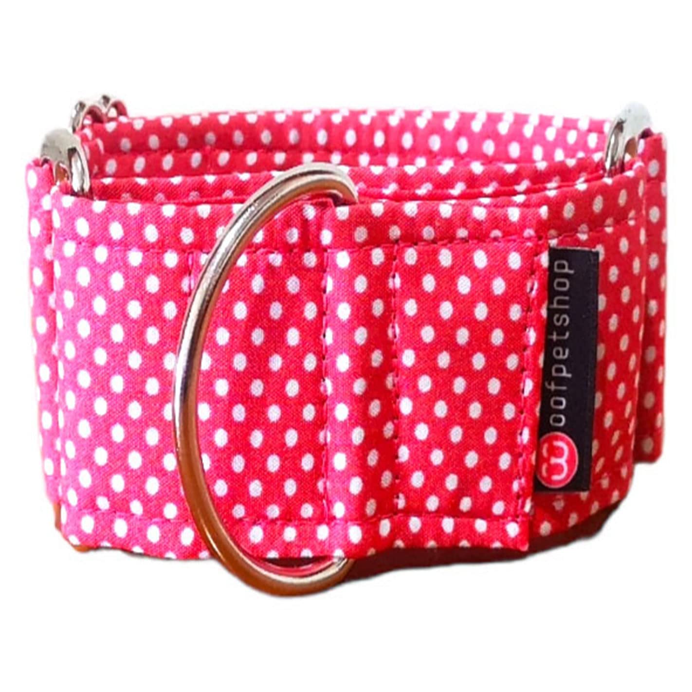 Collar Martingale/Correa/Cinturon Seguridad LUNAR CORAL para Perro Galgo Greyhound - Hecho a Mano en España