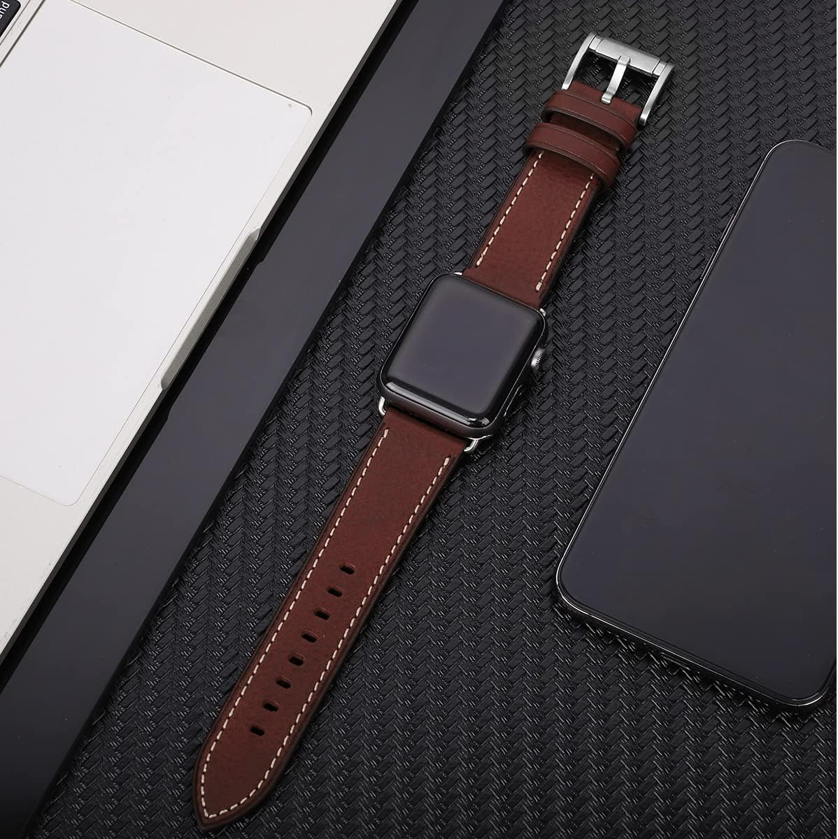 HUAFIY Compatible for Apple Watch Bands 42mm 44mm45mm46mm 49mm 38mm 40mm41mm, Genuine Leather Band Strap for iWatch Series 11/10/9/8,7,6,5,4,3,2,1, Ultra3 2 1 - Image 4