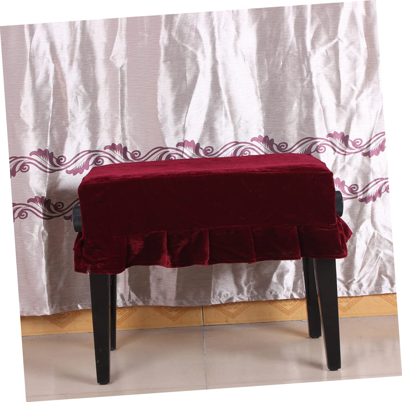 Holibanna Coprisgabello in Velluto Pluche Rosso Scuro per Pianoforte Comodo e Facile da Smontare, per Sgabello Singolo in Hotel o Centro Commerciale