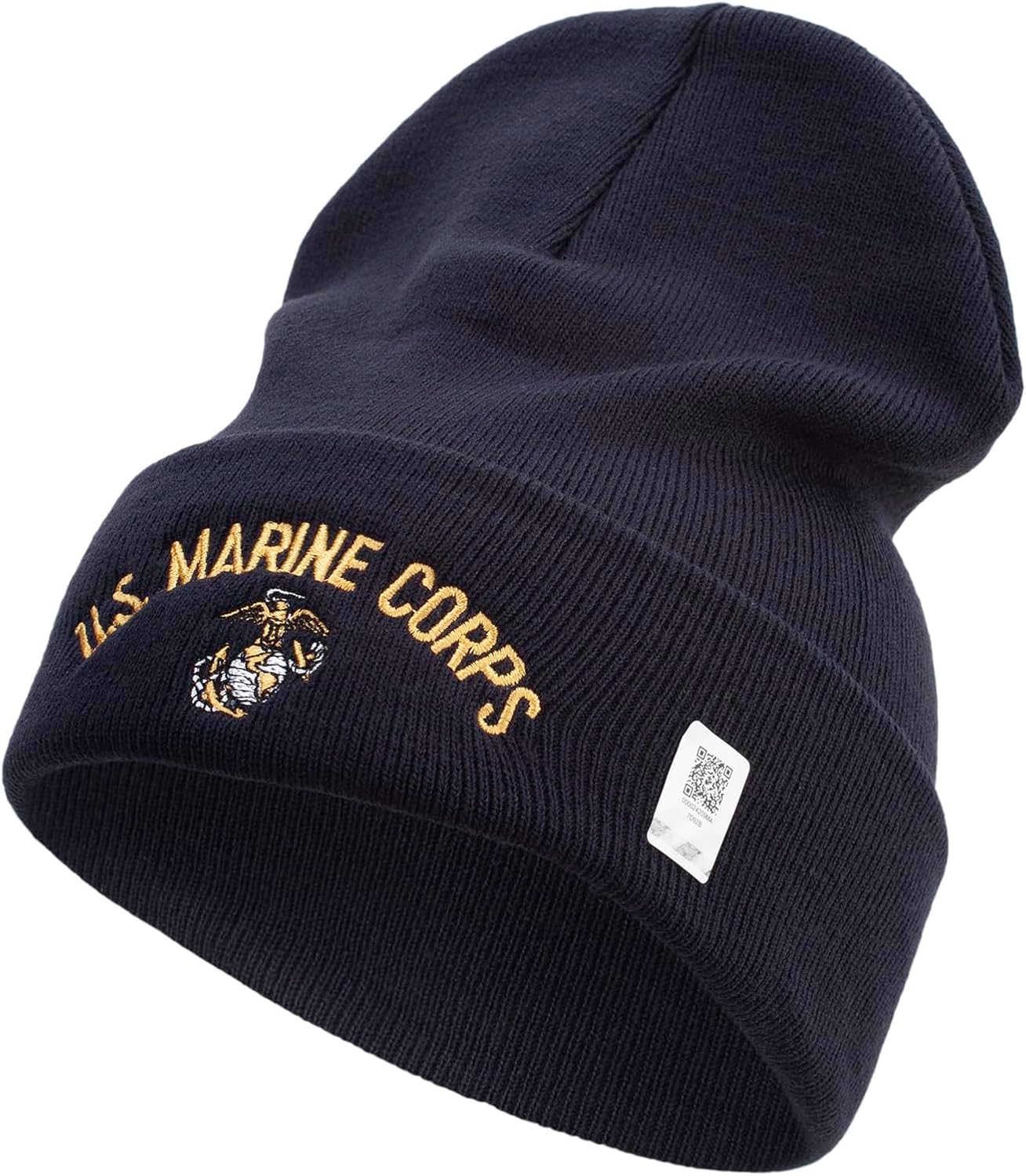 US Marine Corps Embroidered 12 Inch Solid Knit Cuff Long Beanie Made in USA