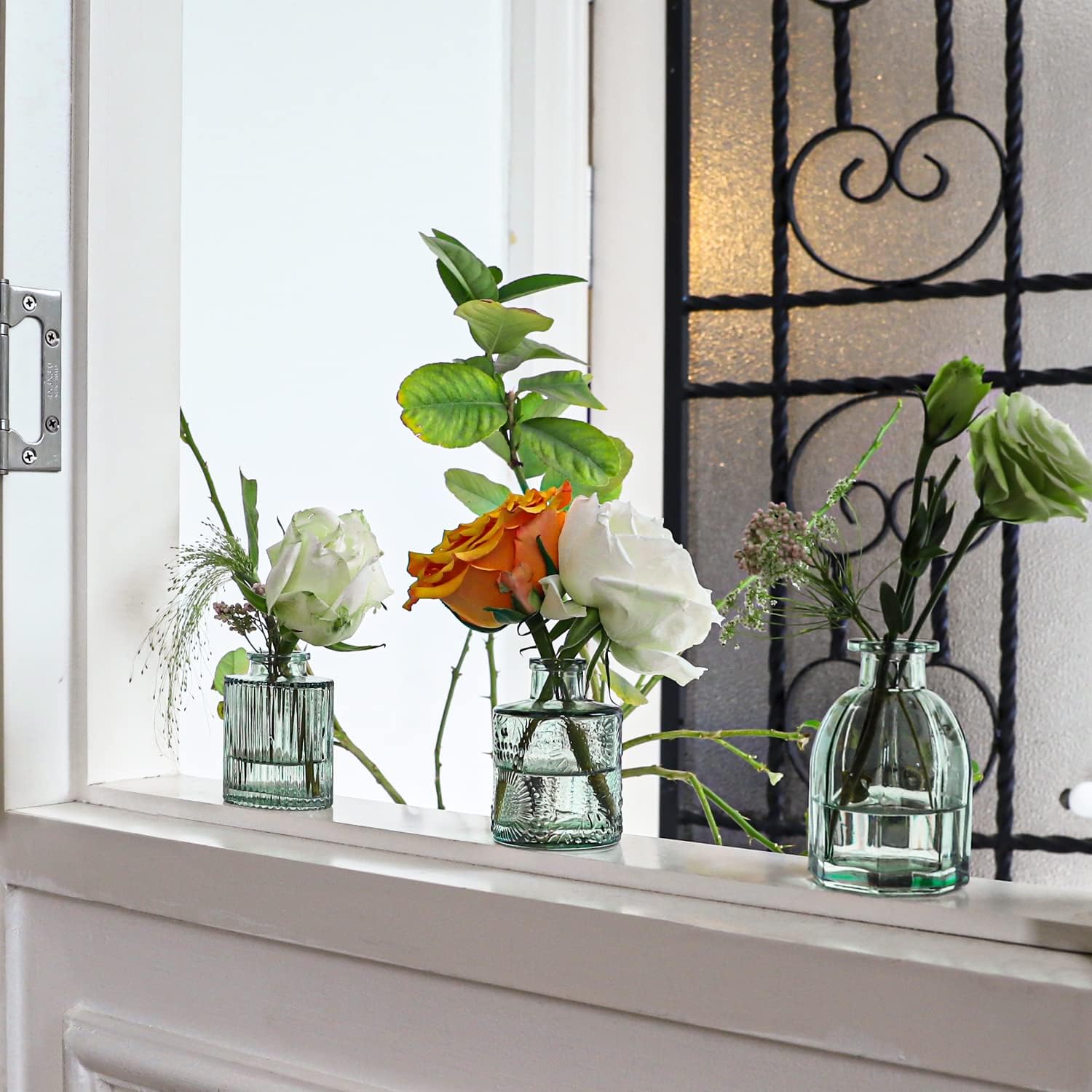 Green Glass Bud Vase Set of 22, Small Vases for Flowers, Clear Glass Vases for Centerpieces, Mini Bud Vases in Bulk Rustic Wedding Decorations, Centerpieces, Vintage Look Home Table Flower Decor - Image 6