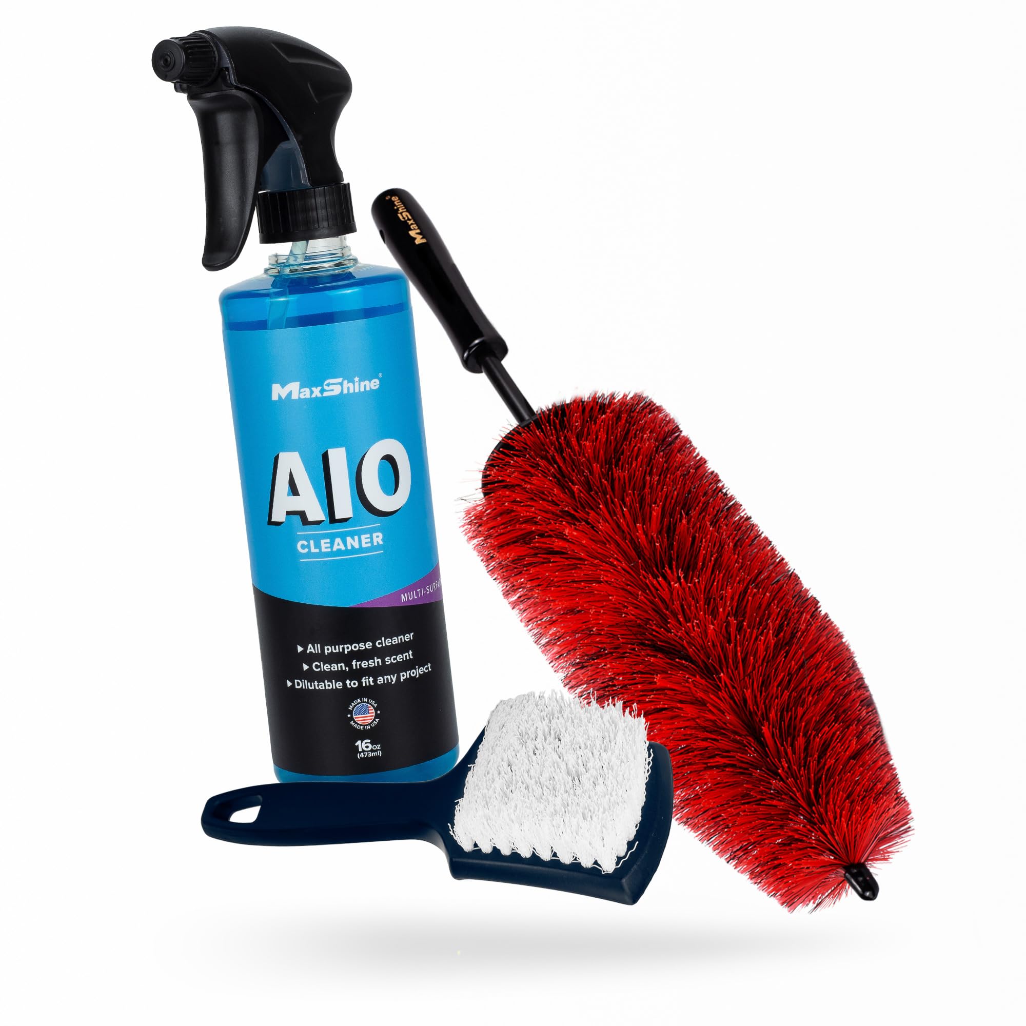 Maxshine All in one Wheel & Tire Cleaner Kit (AC13) - Professional Grade Exterior Tire & Wheel Rim Detailing - Scratch Free - Citrus Cleaning Power -