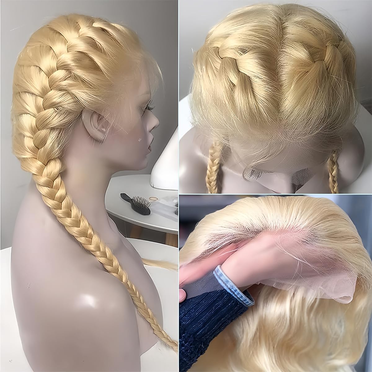 613 Lace Front Wig Human Hair 28 Inch Blonde Wig Human Hair Body Wave Pre Plucked Hairline 13x4 HD Transparent Lace Front Wigs for Women 180 Density