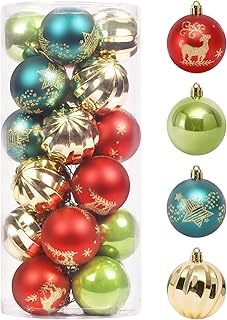 Sponsored Ad - 2.36"/60mm Hand-Printed Christmas Ball Ornaments Set,24PCS Shatterproof Christmas Tree Decor Decorative Se...