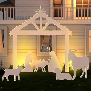 DIY 4-6ft Christmas Nativity Scene Silhouette Sticker Template Set Decoration for Wooden PP Board Cutting Tracing for Holiday Outdoor Indoor Lawn Patio Pathway Garden Jesus