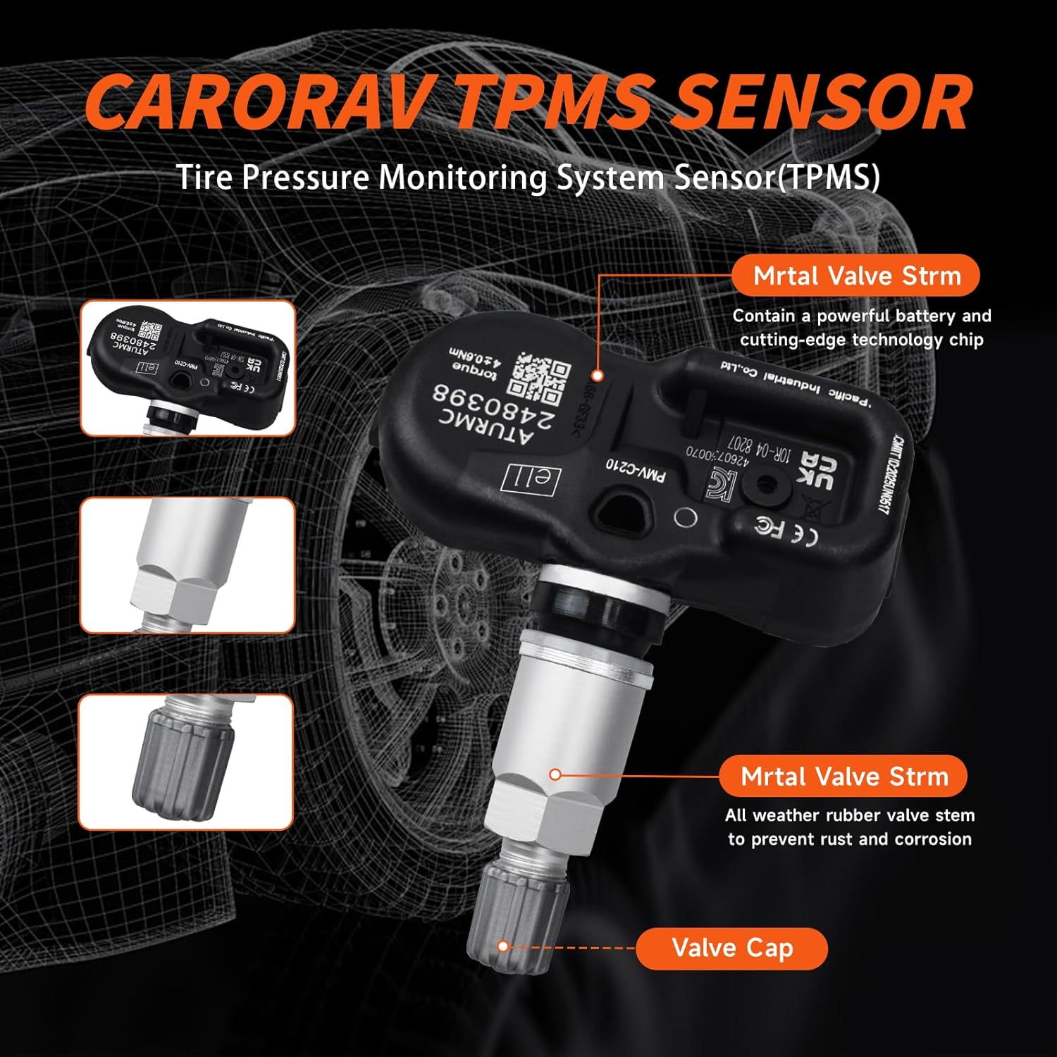Set of 4 TPMS Sensor Tire Pressure Monitoring Sensor 433MHz Compatible with Toyota Corolla Vios Yaris Prius Rush Innova Replaces# 4260702030