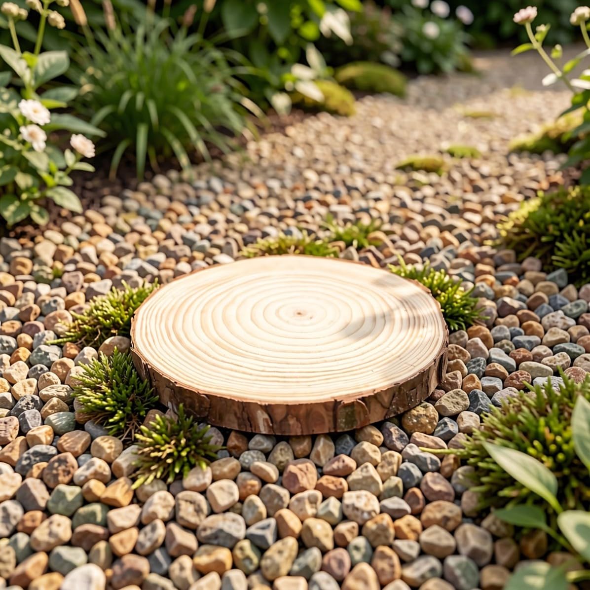 Hemobllo 4 Pièces Pierres de Pas Rondes Imitation Bois pour Jardin